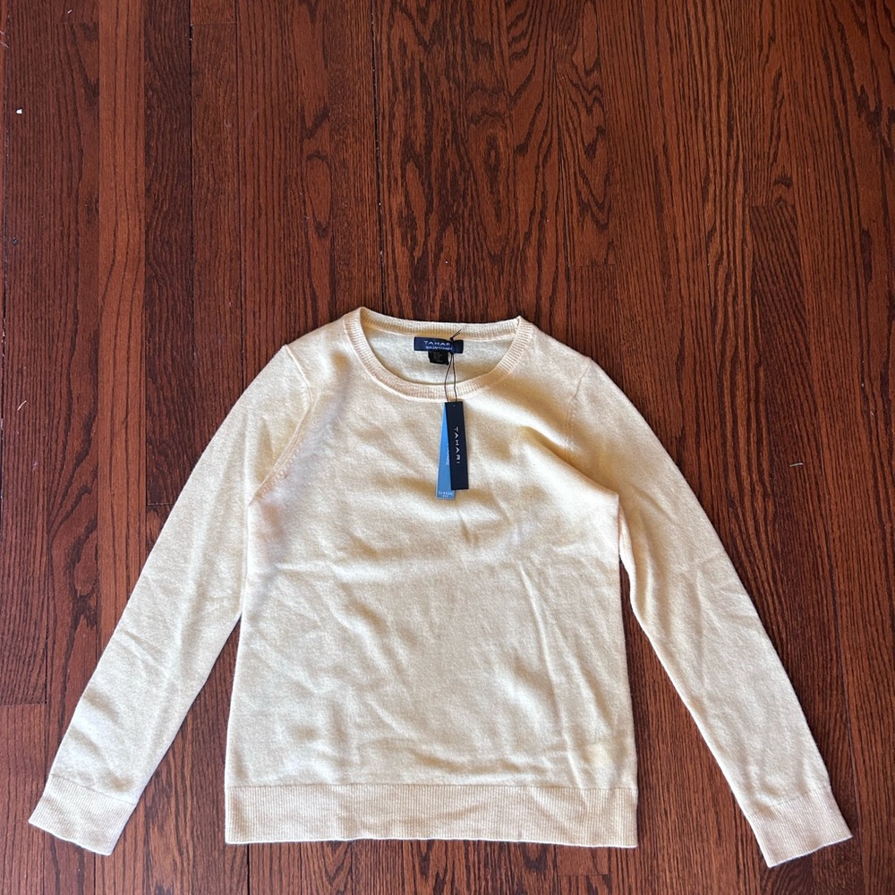 Tahari 100% Cashmere Yellow Sweater
